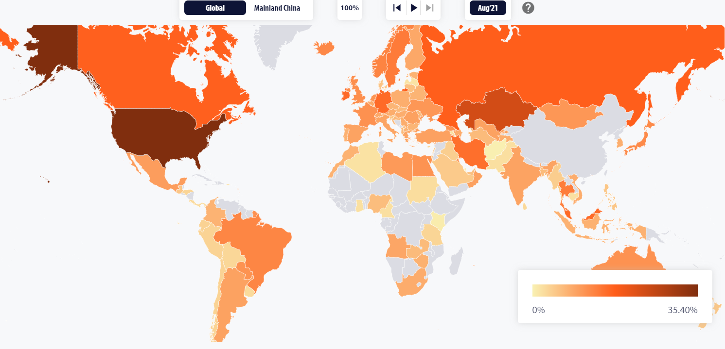 Répartition hashrate monde Chine Etats-Unis Répartition hashrate monde Chine Etats-Unis