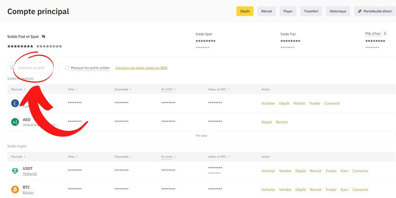 Recherche actif binance