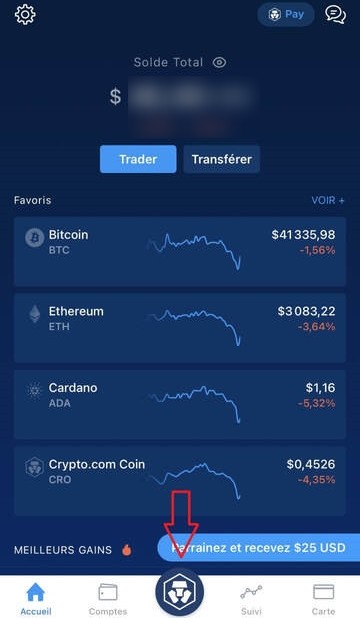 Accueil menu cryptocom