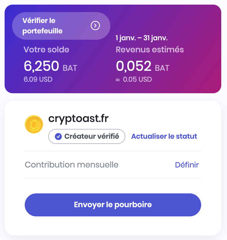 Brave Wallet Pourboire BAT Brave Wallet Pourboire BAT