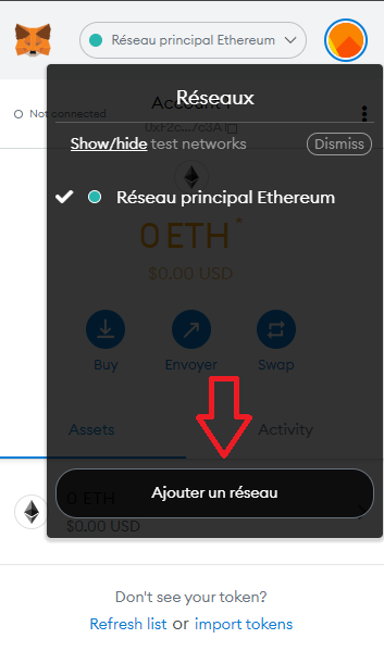 Ajout réseau MetaMask