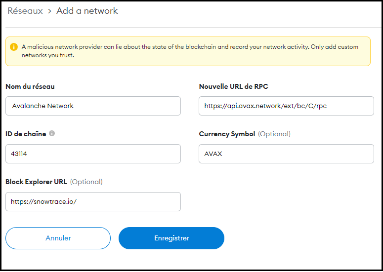 champs metamask réseau avalanche champs metamask réseau avalanche