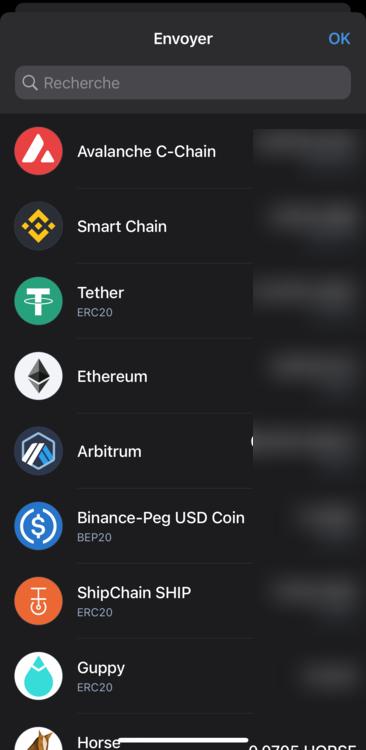 Liste tokens Liste tokens