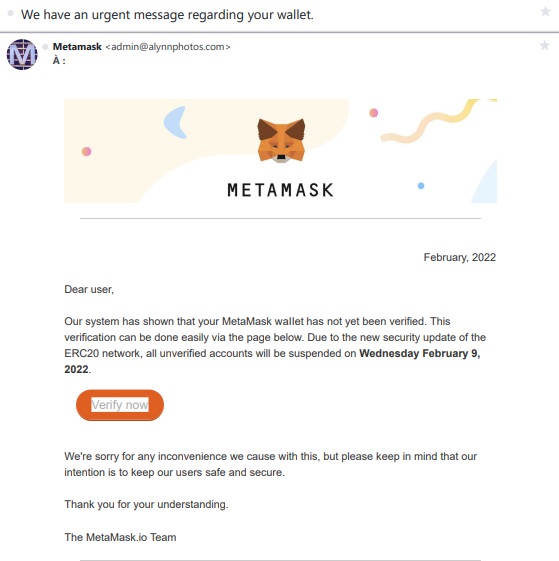 Hameçonnage MetaMask Hameçonnage MetaMask