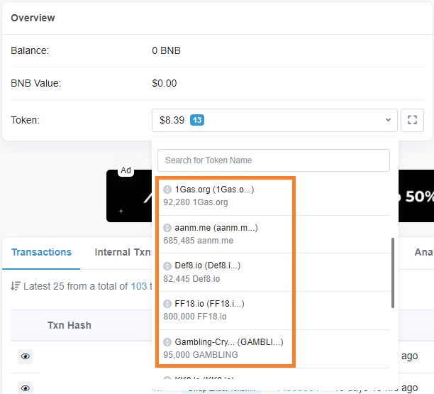Token arnaque BSC Token arnaque BSC