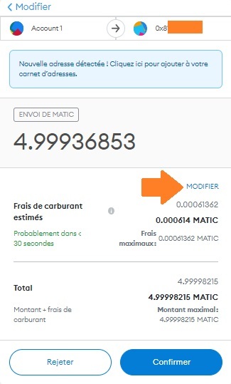 Récapitulatif transaction