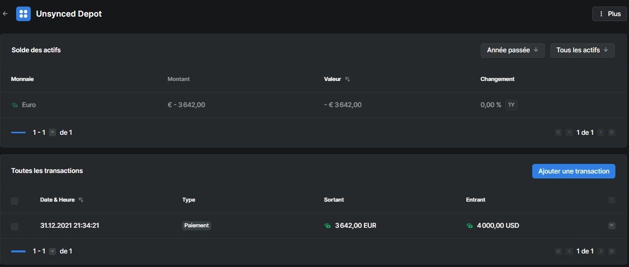 Vue transaction manuelle Vue transaction manuelle
