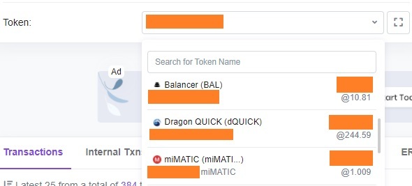Liste de tokens