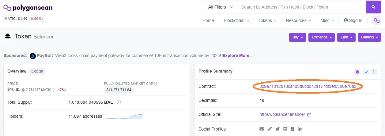 Smart-contract BAL