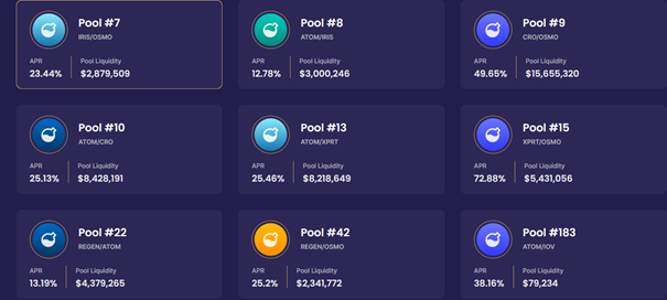 Pool de liquidités sur la plateforme Osmosis Pool de liquidités sur la plateforme Osmosis