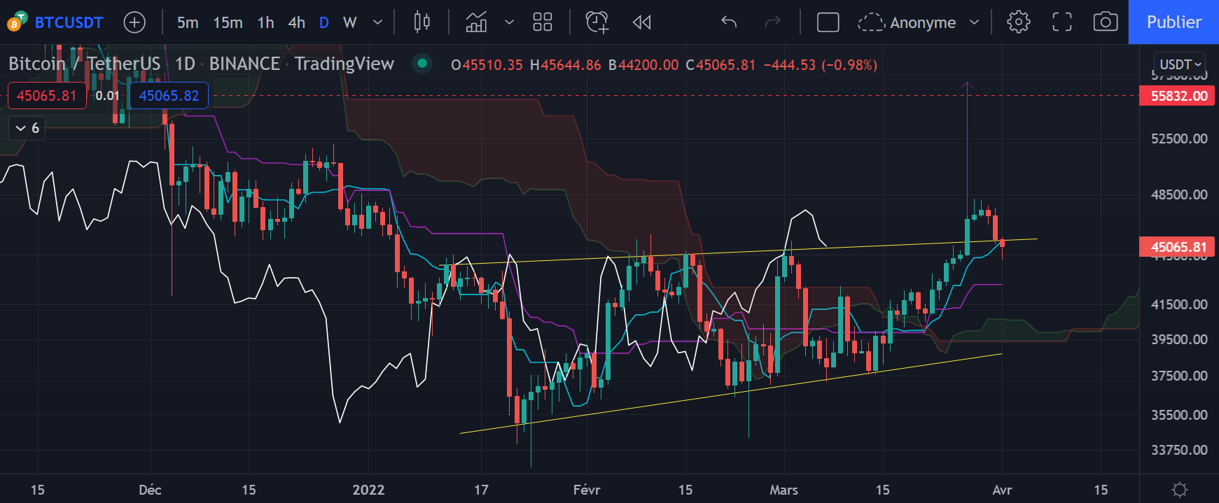 Le graphique journalier du Bitcoin (Daily) par Tagado