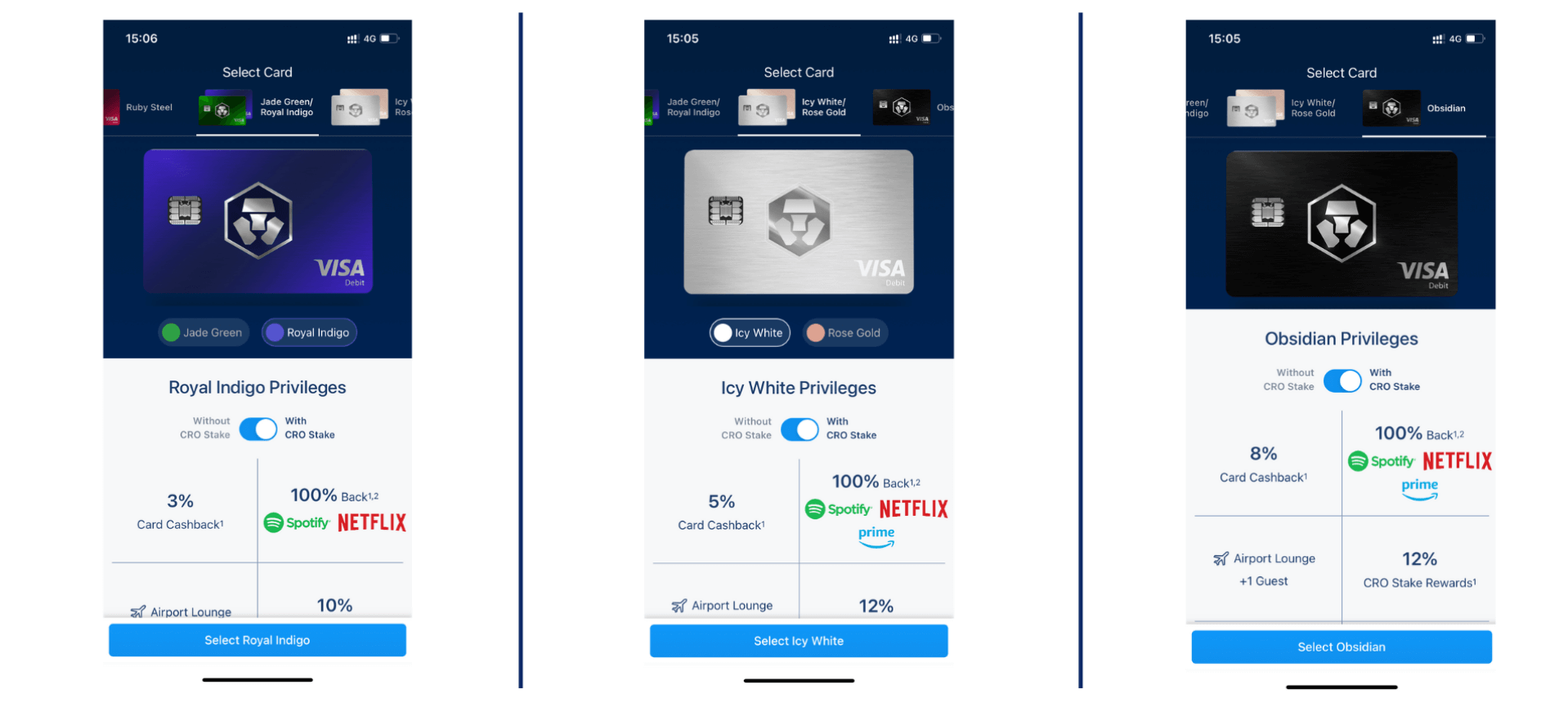 Aperçu de la selection de carte Crypto.com Aperçu de la selection de carte Crypto.com