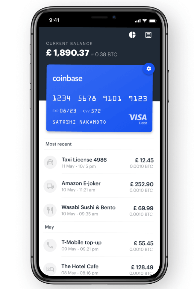 Aperçu du tableau de bord de la carte Coinbase Aperçu du tableau de bord de la carte Coinbase