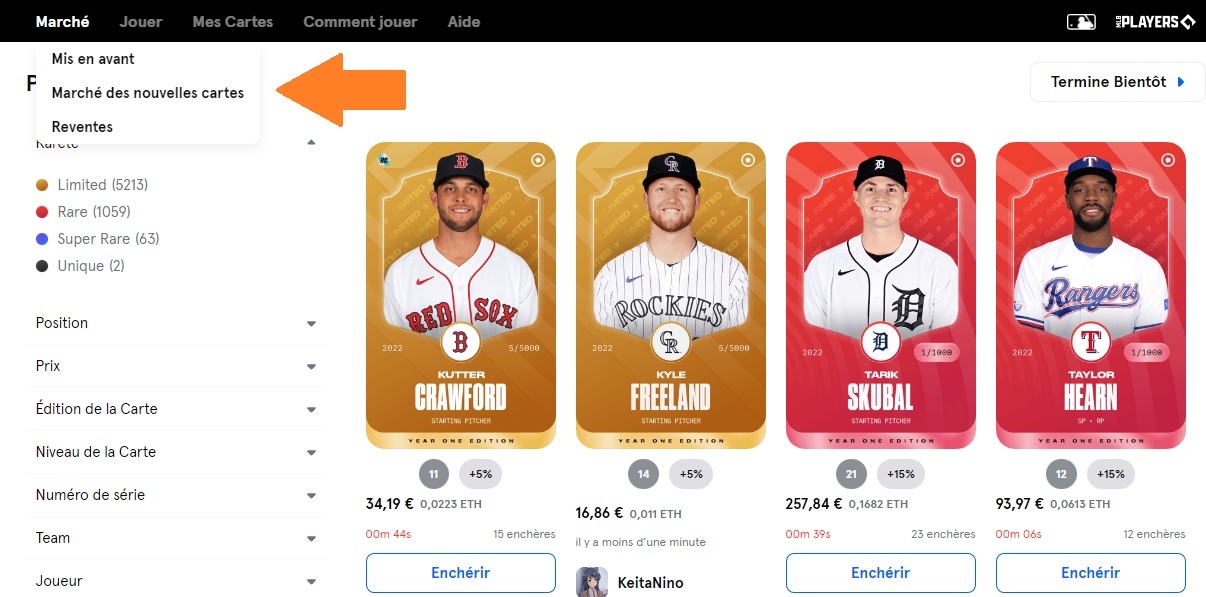 Marketplace Sorare MLB