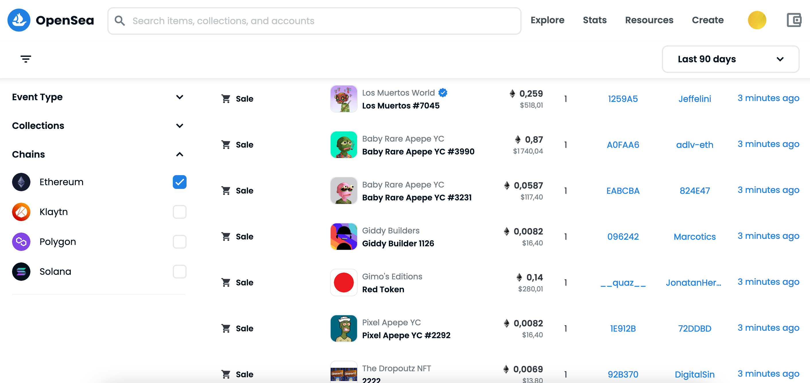 Aperçu de l'interface d'OpenSea Aperçu de l'interface d'OpenSea