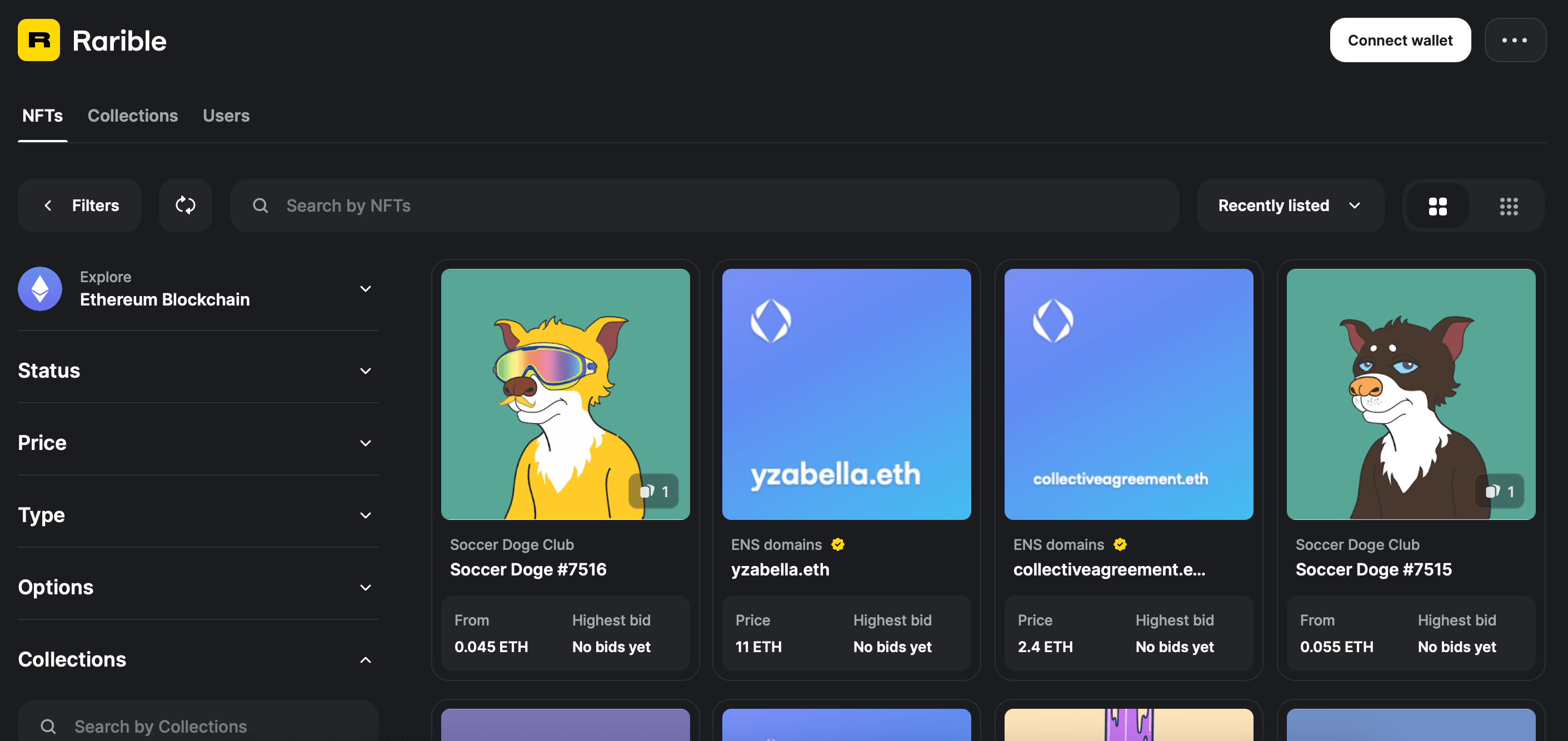 Aperçu de l'interface de la marketplace de NFTs Rarible Aperçu de l'interface de la marketplace de NFTs Rarible