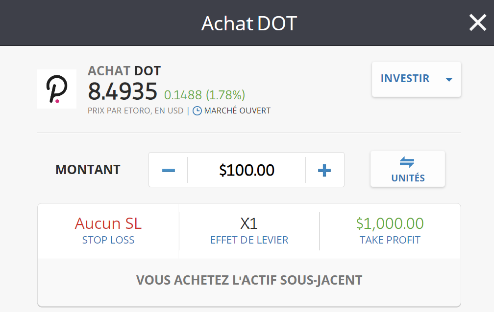 eToro DOT Polkadot