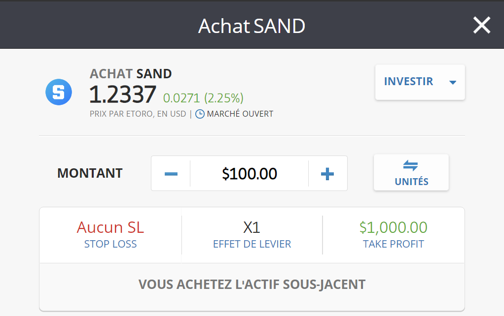 eToro SAND The Sandbox