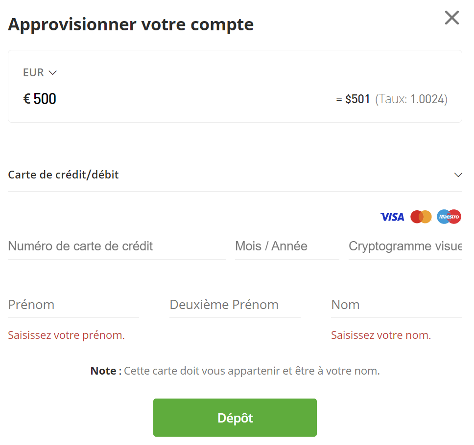 eToro Carte Bancaire