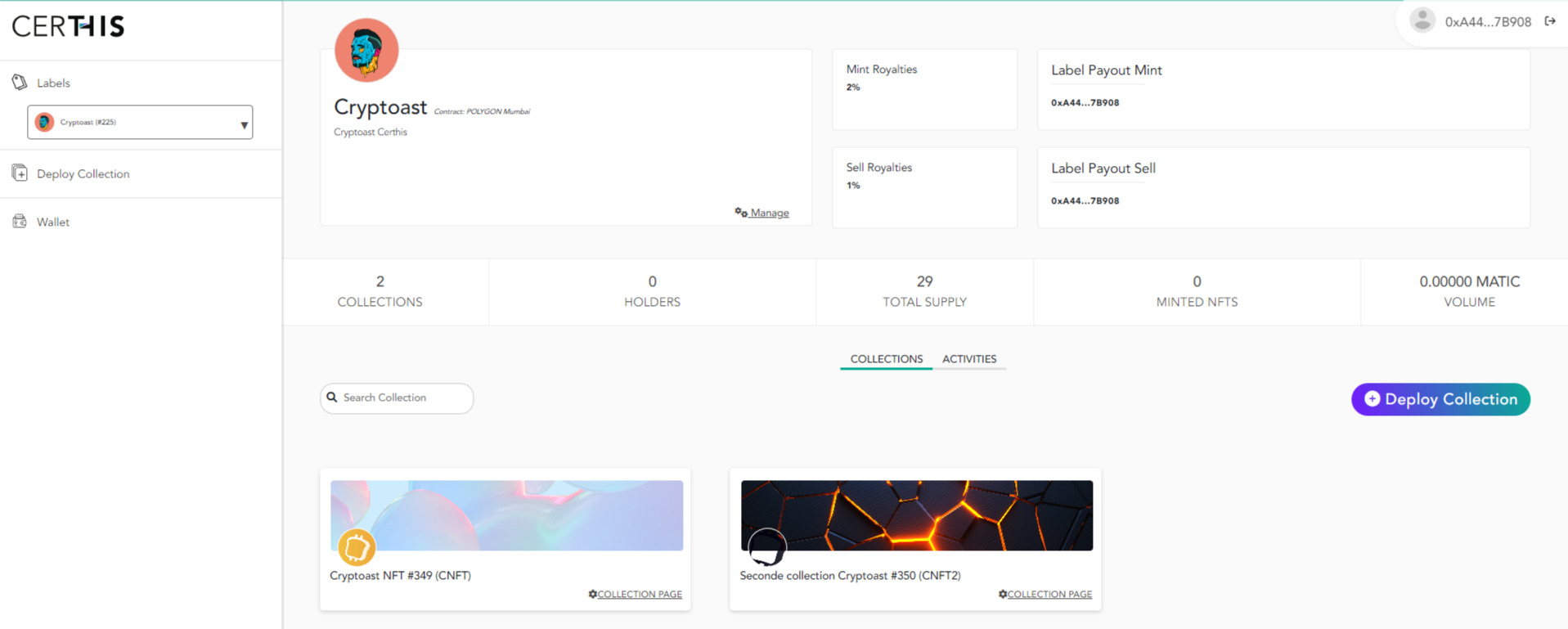 Tableau de bord application Tableau de bord application