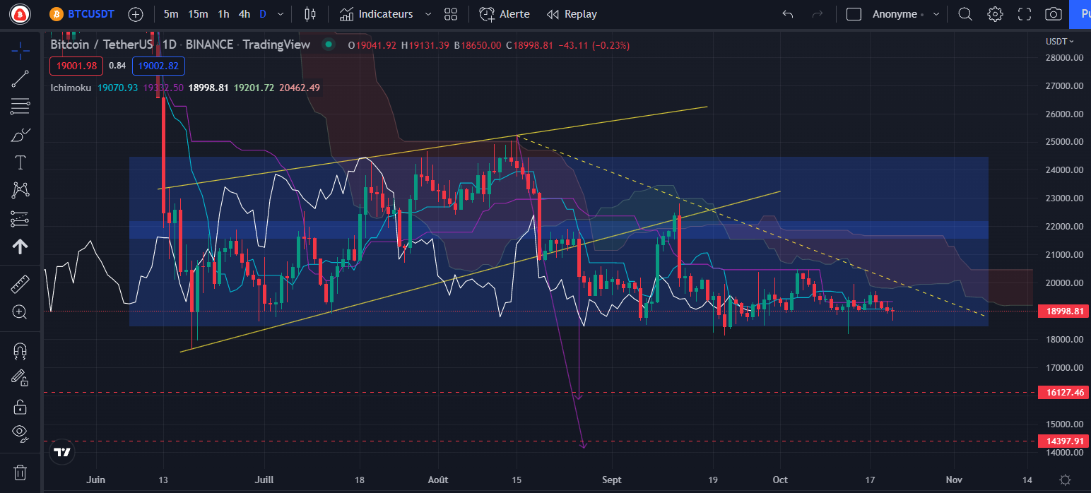 Figure 1 : Graphique du cours du Bitcoin Daily par Tagado