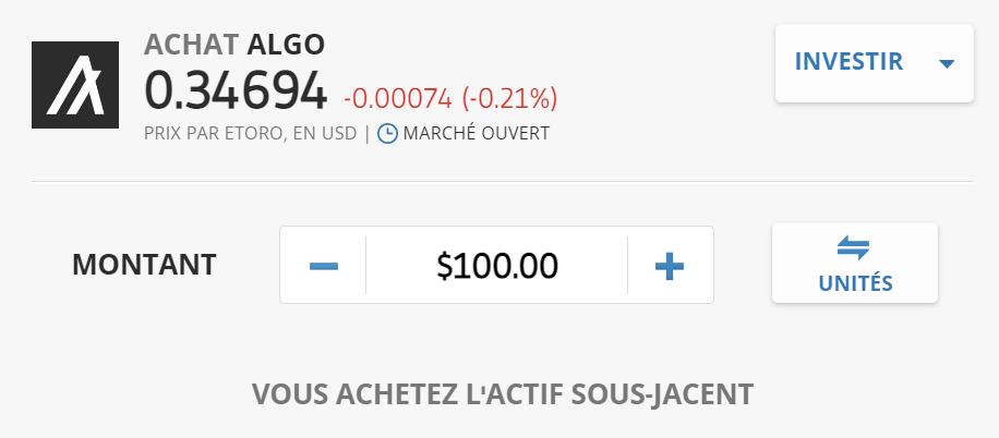 Acheter Algorand ALGO