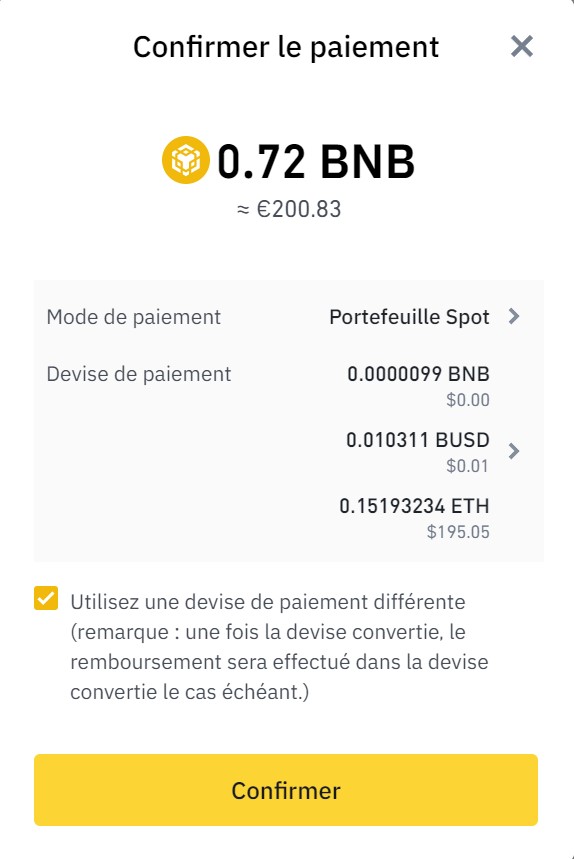 Confirmation d'achat d'un NFT Confirmation d'achat d'un NFT
