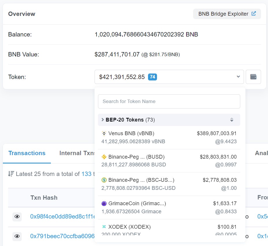 Adresse hacker BNB Chain Adresse hacker BNB Chain