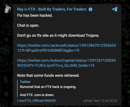 Screen Telegram FTX Screen Telegram FTX