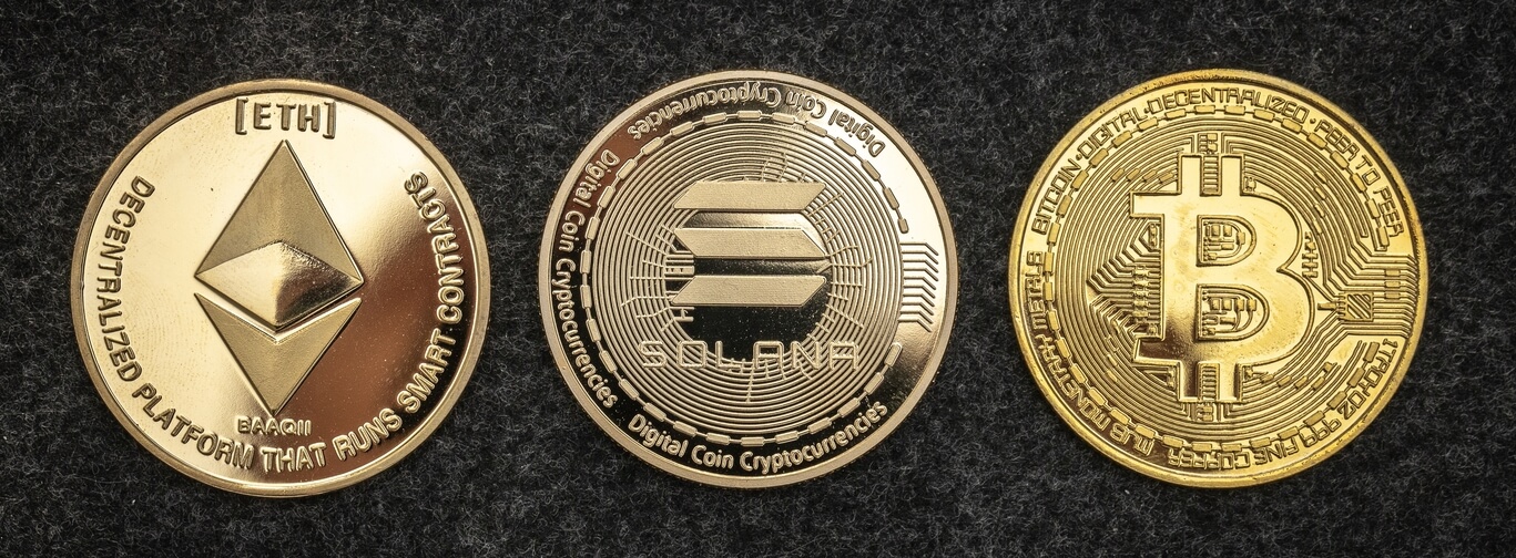 Pièce Physique Bitcoin Ether Solana