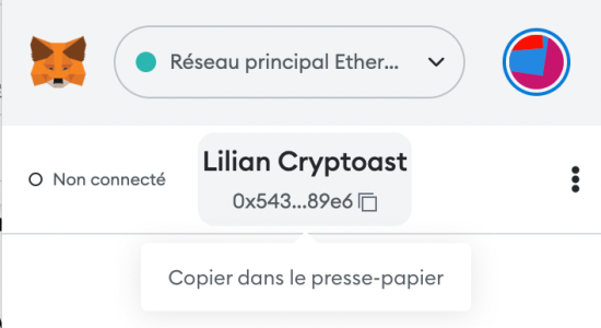 Trouver son adresse ETH sur MetaMask