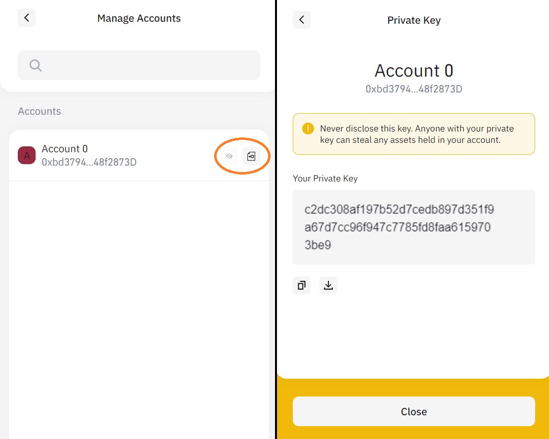 Clé privée d'un hot wallet