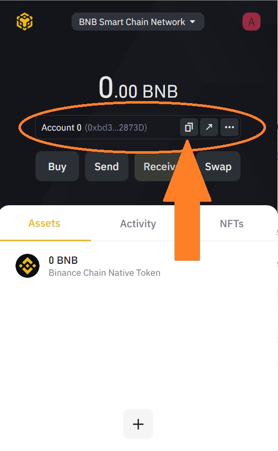 Adresse publique Binance Wallet
