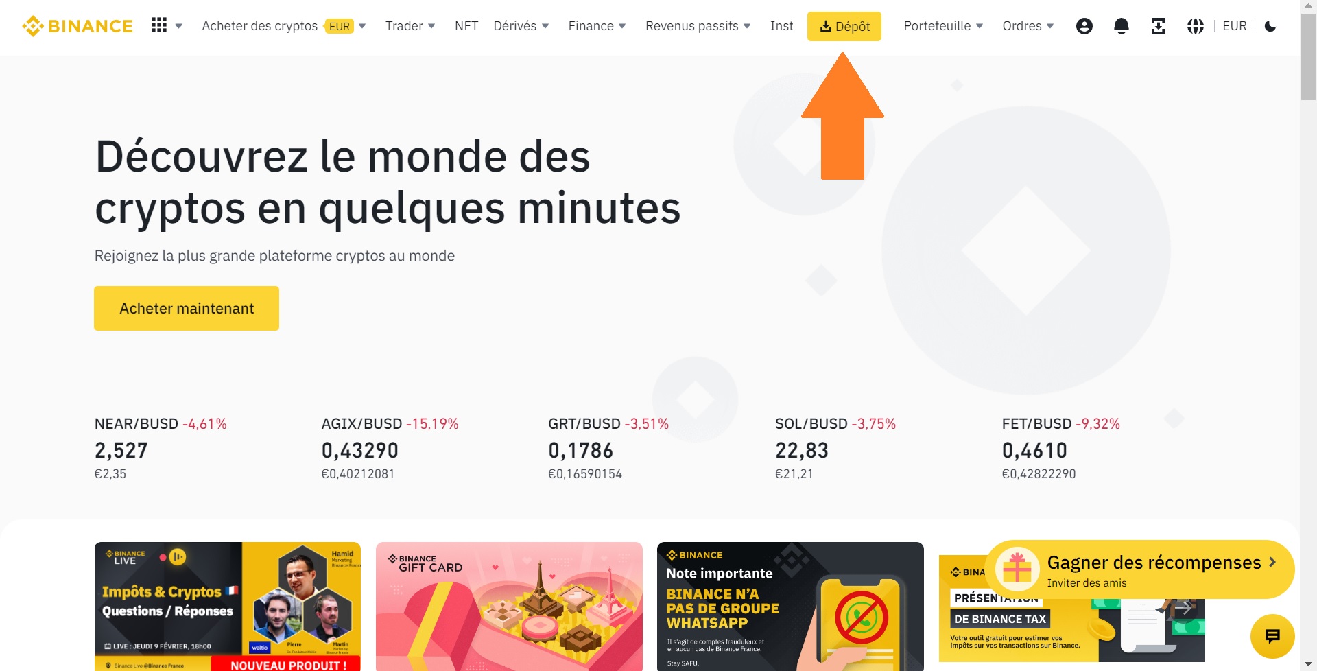Dépôt Binance