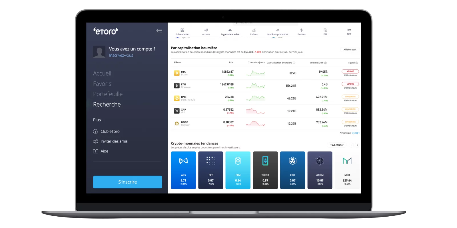 Interface eToro Interface eToro