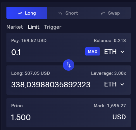 Ordre Limit GMX Ordre Limit GMX