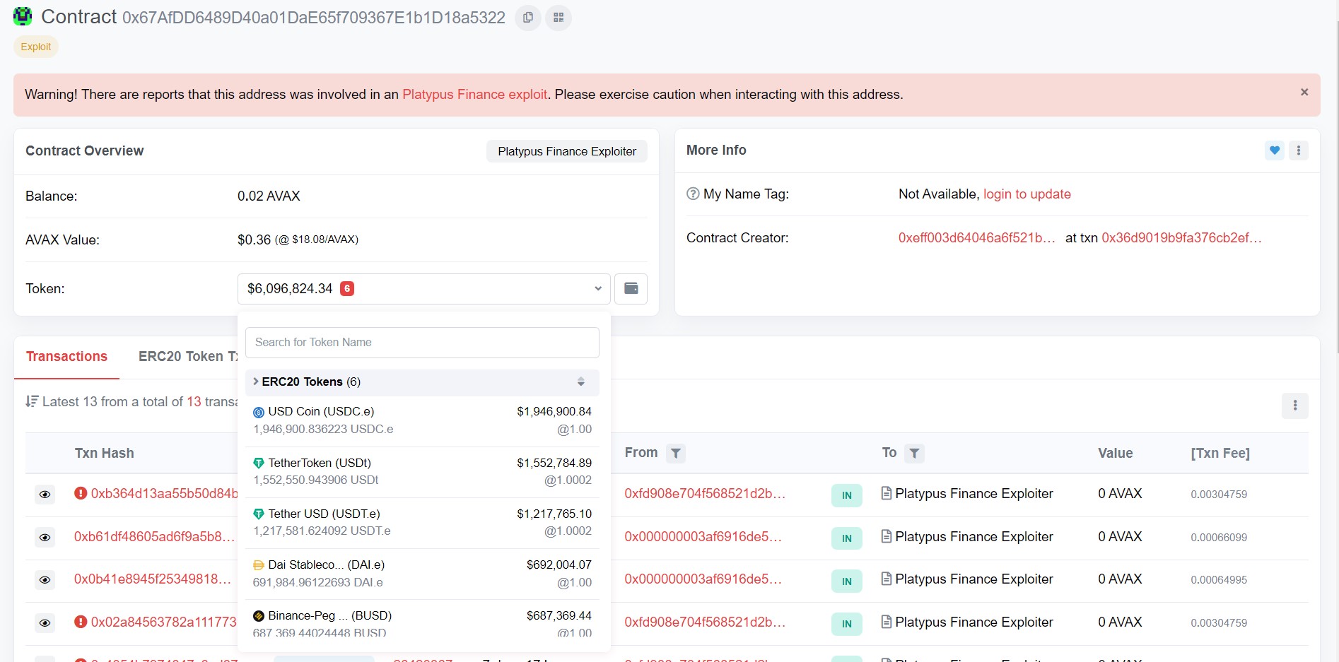 Smart contract hack Platypus Smart contract hack Platypus