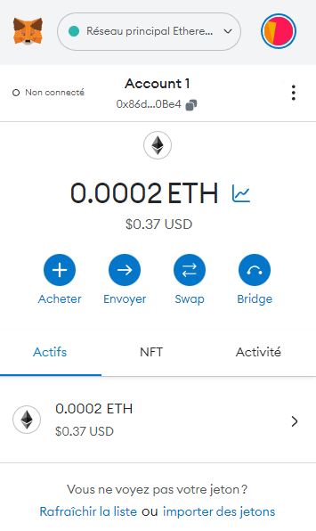 Accueil MetaMask Accueil MetaMask