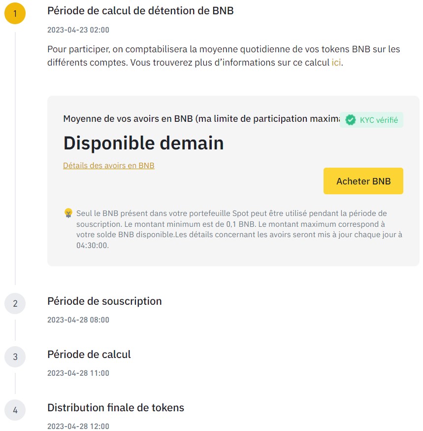Chronologie du Launchpad d'Open Campus sur Binance Chronologie du Launchpad d'Open Campus sur Binance