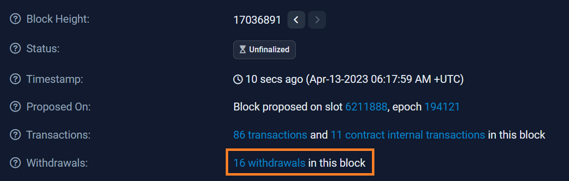 Retraits ETH Retraits ETH