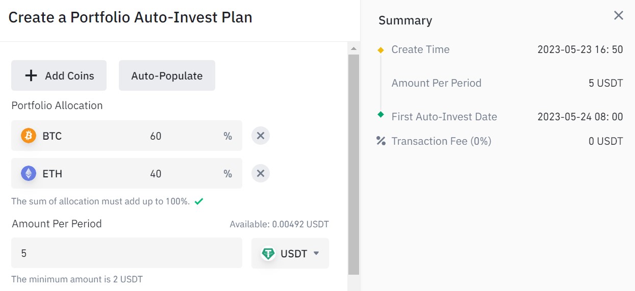Création d'une stratégie sur Auto-Invest Création d'une stratégie sur Auto-Invest