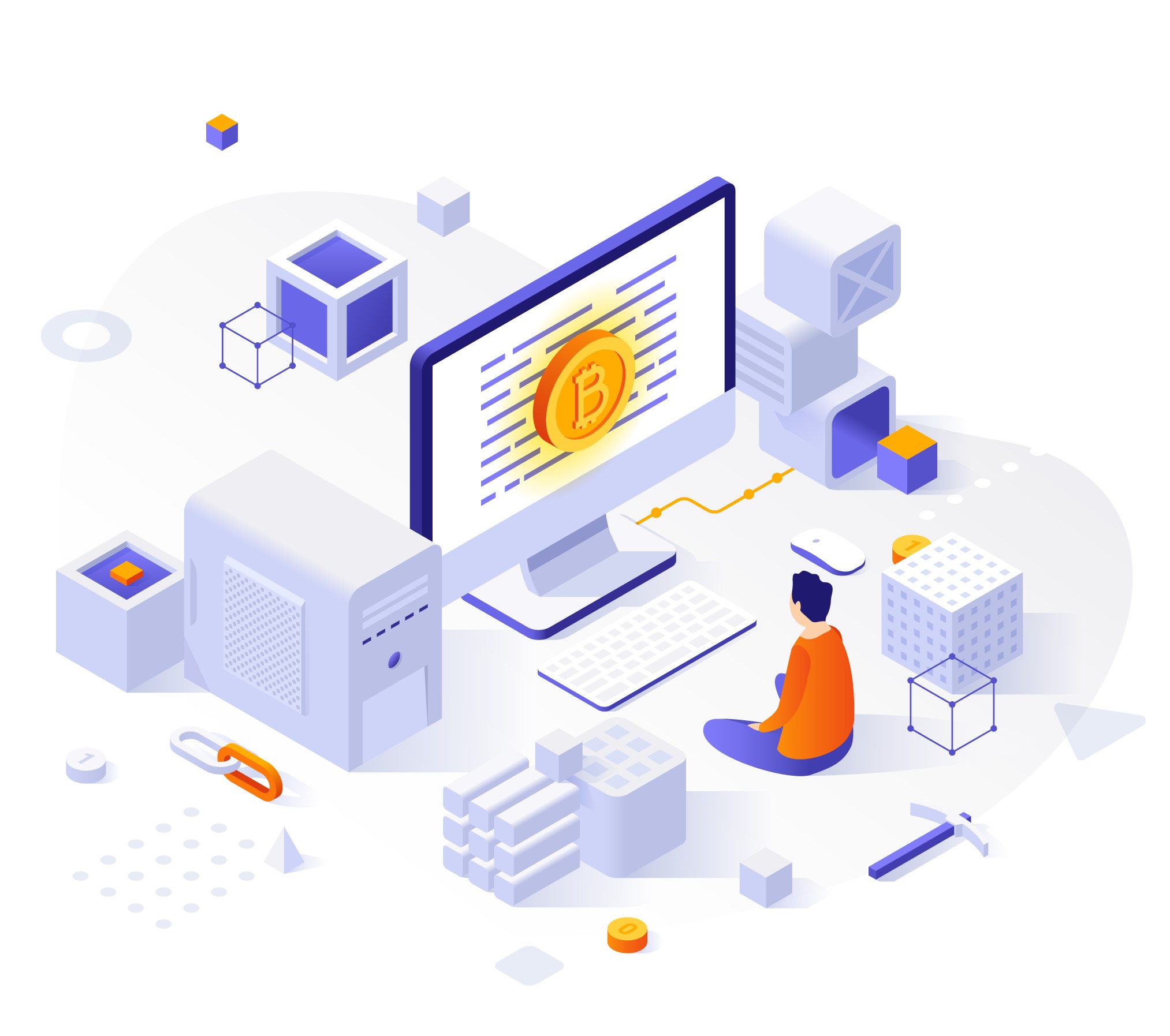 Illustration minage cryptomonnaies Illustration minage cryptomonnaies