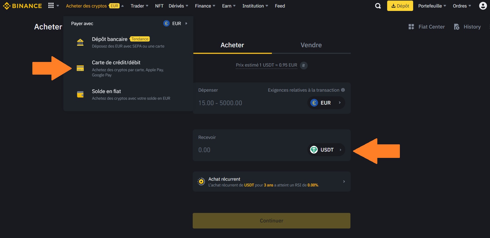 Acheter de l'USDT par carte bancaire sur Binance Acheter de l'USDT par carte bancaire sur Binance