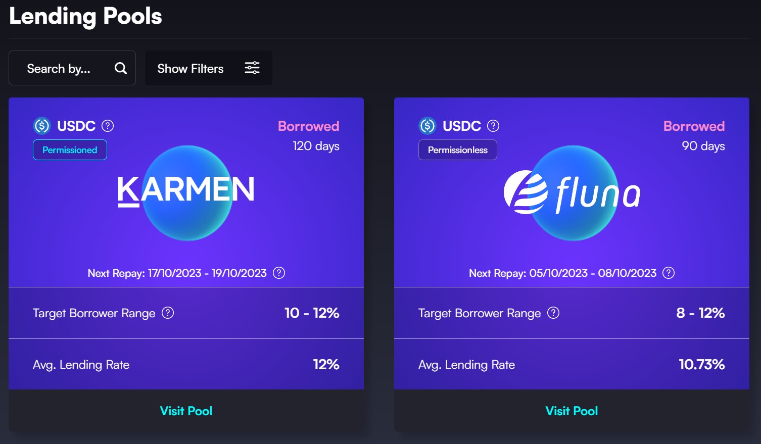 Exemples de pools de prêts décentralisés sur Atlendis Exemples de pools de prêts décentralisés sur Atlendis