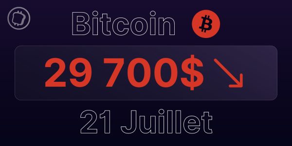 Bitcoin à 29 700 $ le 21 juillet 2023 – La correction du BTC vers les 28 300 $ enclenchée ?
