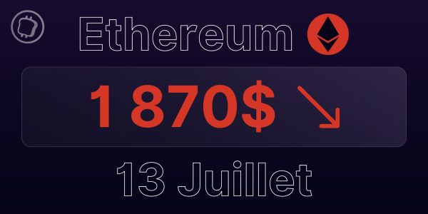 Ethereum à 1 870 $ le 13 juillet 2023 – En range, l'ETH est très faible face au Bitcoin (BTC)