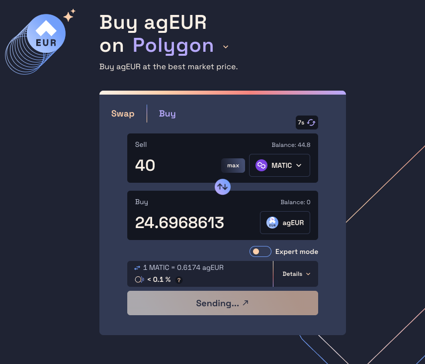 Angle Money Swap MATIC agEUR Angle Money Swap MATIC agEUR