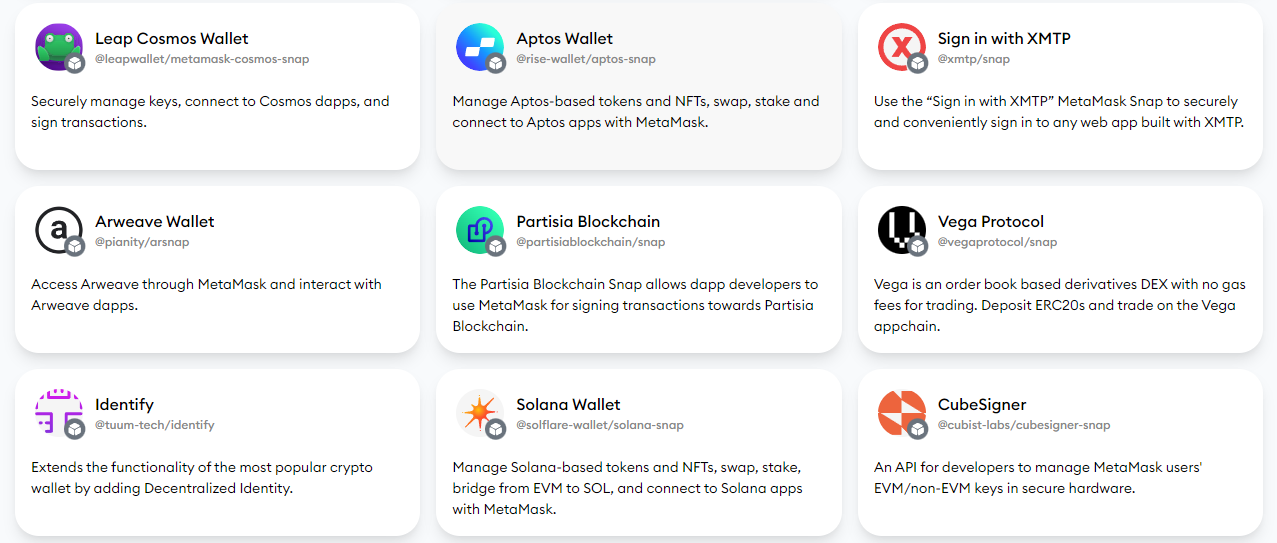 Exemples Snaps MetaMask Exemples Snaps MetaMask