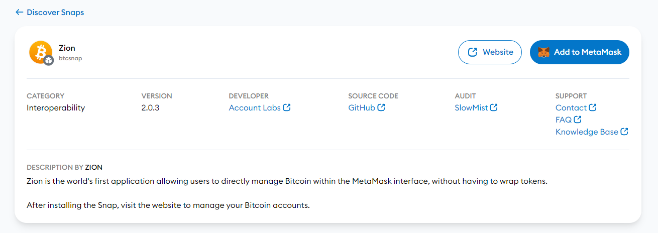 MetaMask Snaps Bitcoin MetaMask Snaps Bitcoin