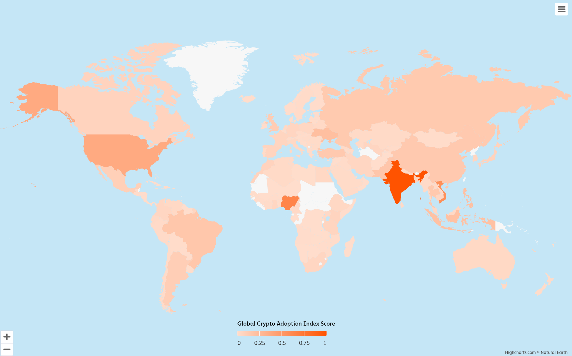 Score d'adoption des cryptomonnaies à travers le monde Score d'adoption des cryptomonnaies à travers le monde